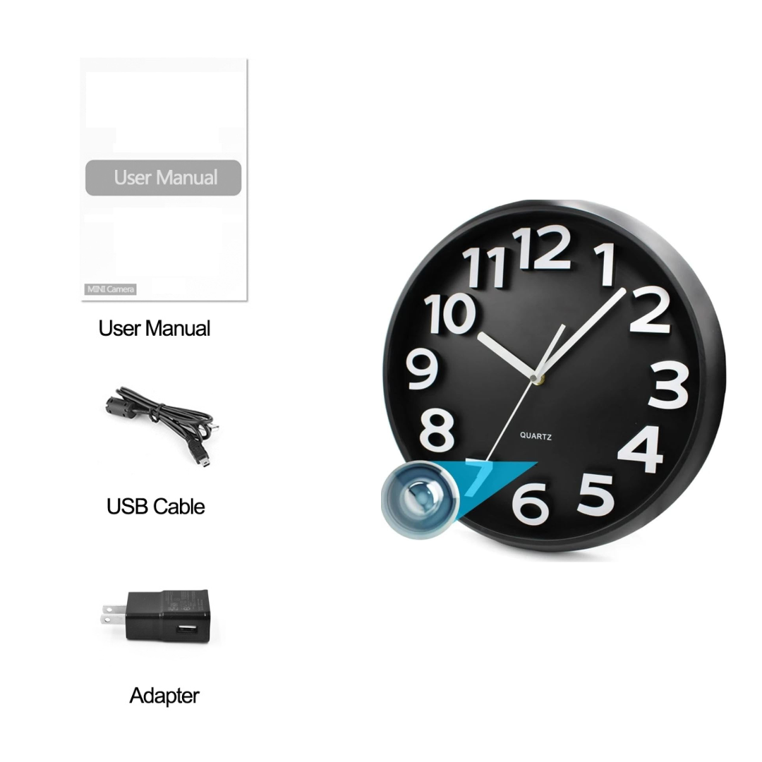 Reloj de Pared HD 1080p con Cámara de Seguridad Wi-Fi