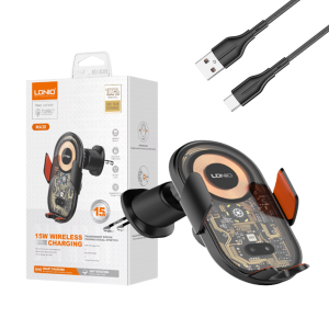 Soporte de Teléfono para Auto LDNIO MA30 Carga Inalámbrica Wireless 15W Tipo Ventolera Ajuste con Gravedad